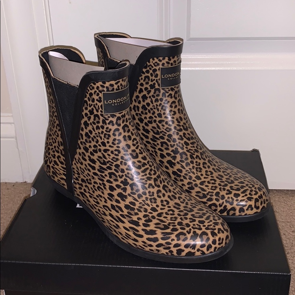 London Fog Womens Piccadilly Rain Boots Leopard